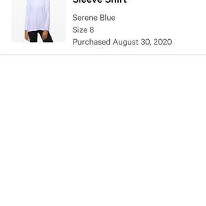 Lululemon Serene Blue Long Sleeve Shirt